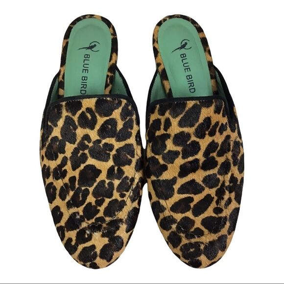 Blue Bird Pony Hair Leopard Print Mules Size 6 - Picture 2 of 10